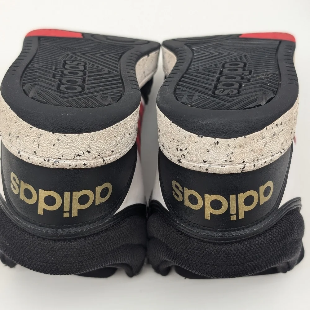 Kid's Adidas Hoops Mid size 5 pre-owned black white red stripe kids boys unisex